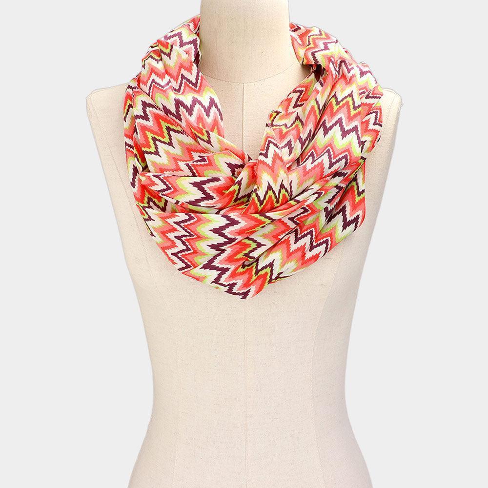 Red Chevron Pattern Infinity Scarf - Jewelry Store by Erik Rayo