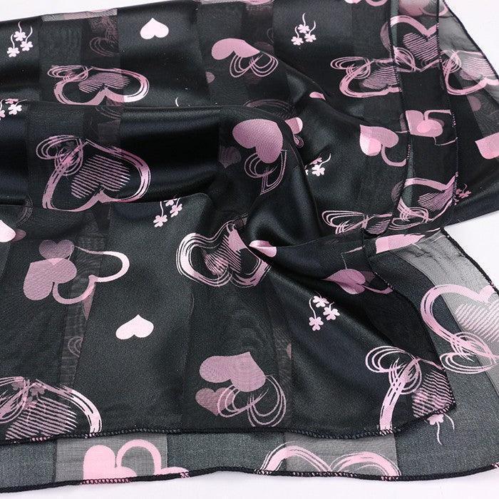 Pink 6PCS - Silk Feel Satin Striped Heart Clover Print Scarf - Jewelry Store by Erik Rayo