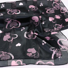 Load image into Gallery viewer, Pink 6PCS - Silk Feel Satin Striped Heart Clover Print Scarf
