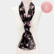 Load image into Gallery viewer, Pink 6PCS - Silk Feel Satin Striped Heart Clover Print Scarf
