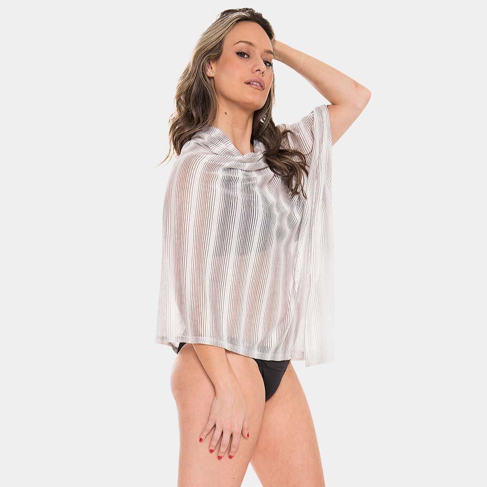 Gray Striped Cover Up Poncho - Jewelry Store by Erik Rayo