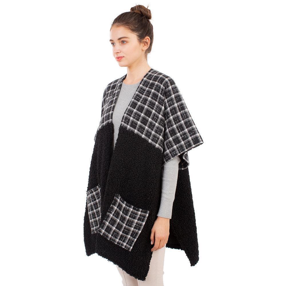 Black Indian Tribe Pattern Pocket Cape Poncho - Jewelry Store by Erik Rayo
