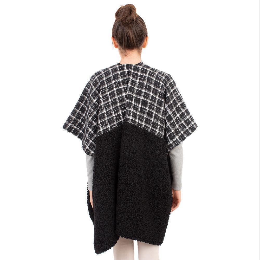 Black Indian Tribe Pattern Pocket Cape Poncho - Jewelry Store by Erik Rayo