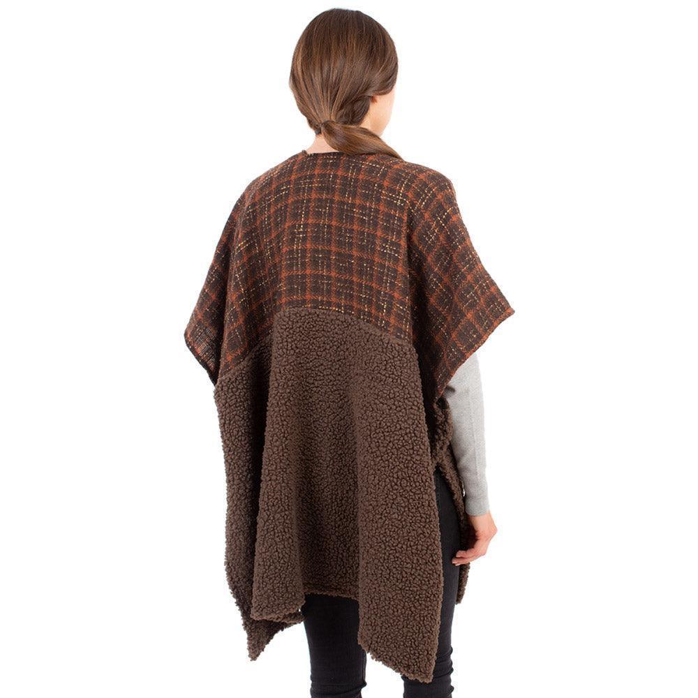 Brown Indian Tribe Pattern Pocket Cape Poncho - Jewelry Store by Erik Rayo