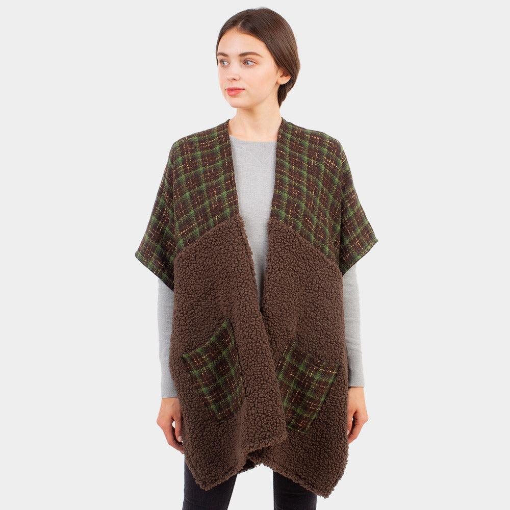 Green Indian Tribe Pattern Pocket Cape Poncho - Jewelry Store by Erik Rayo