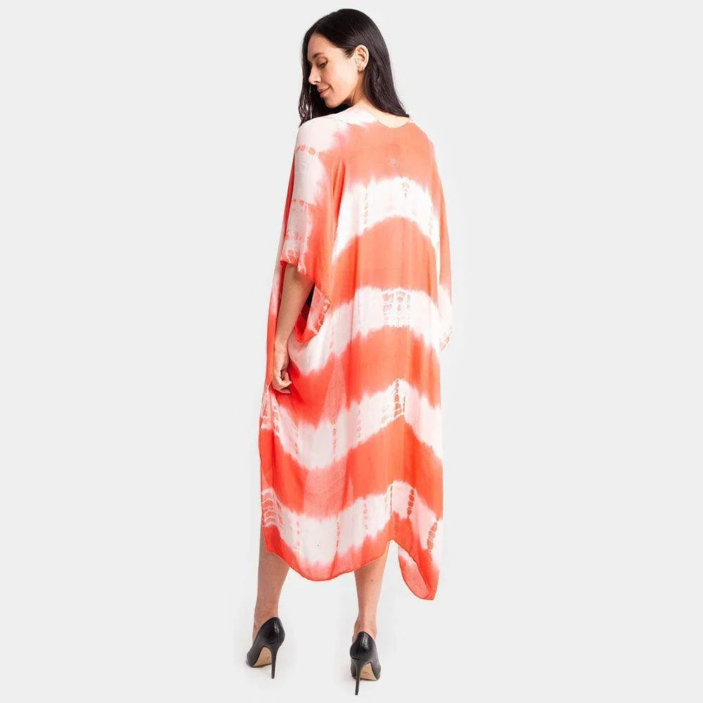 Orange Chevron Tye Due Open Kimono Poncho - Jewelry Store by Erik Rayo