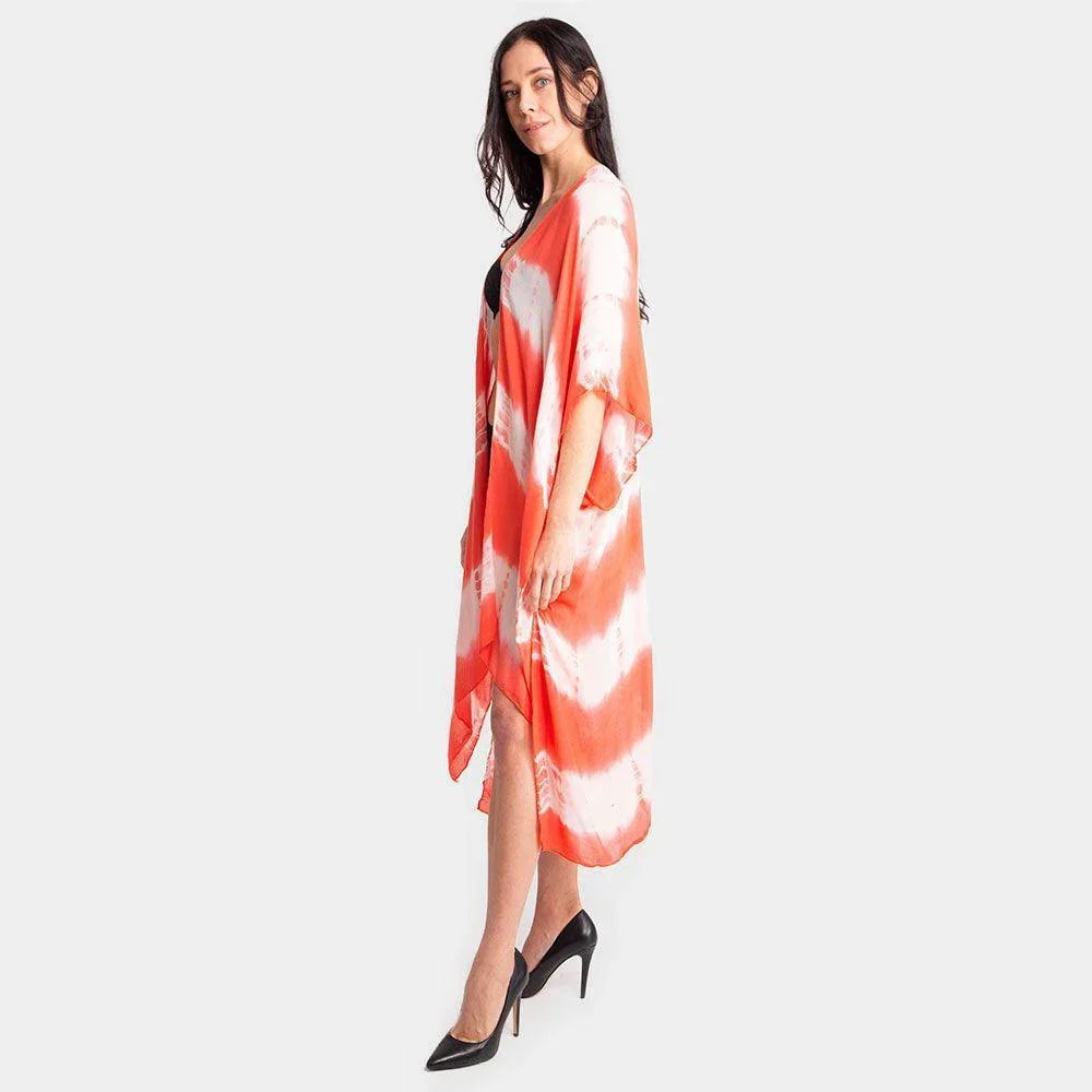 Orange Chevron Tye Due Open Kimono Poncho - Jewelry Store by Erik Rayo
