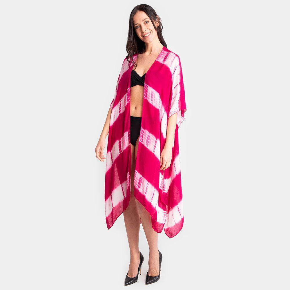 Red Chevron Tye Due Open Kimono Poncho - Jewelry Store by Erik Rayo