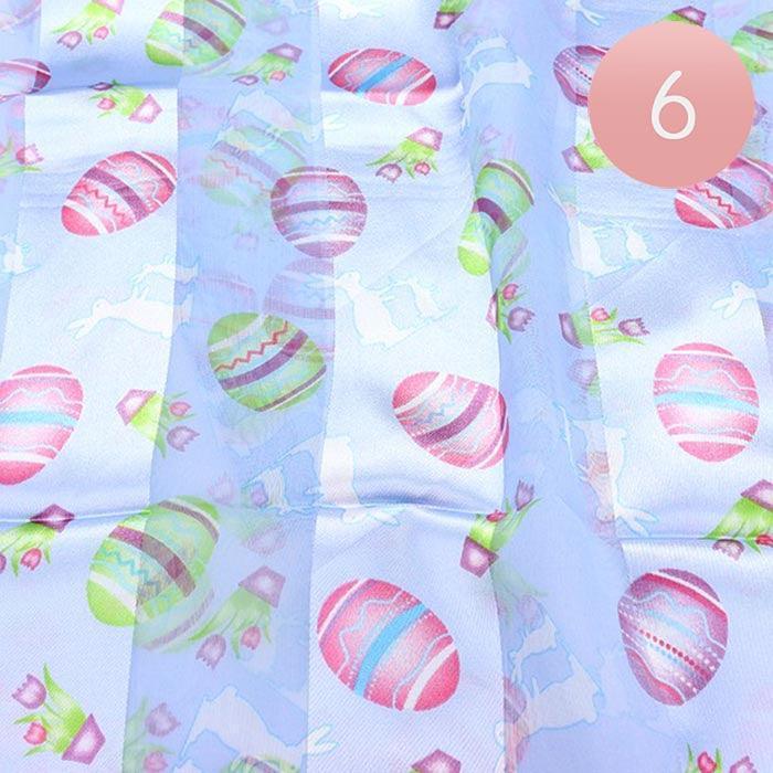 Blue 6PCS - Satin Striped Easter Egg Pattern Print Scarf - Jewelry Store by Erik Rayo