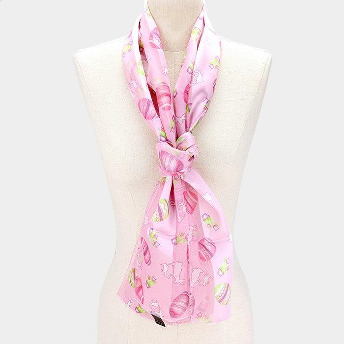 Pink 6PCS - Satin Striped Easter Egg Pattern Print Scarf - Jewelry Store by Erik Rayo