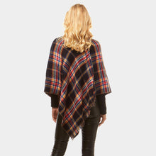 Load image into Gallery viewer, Black 
Multi Plaid Poncho
