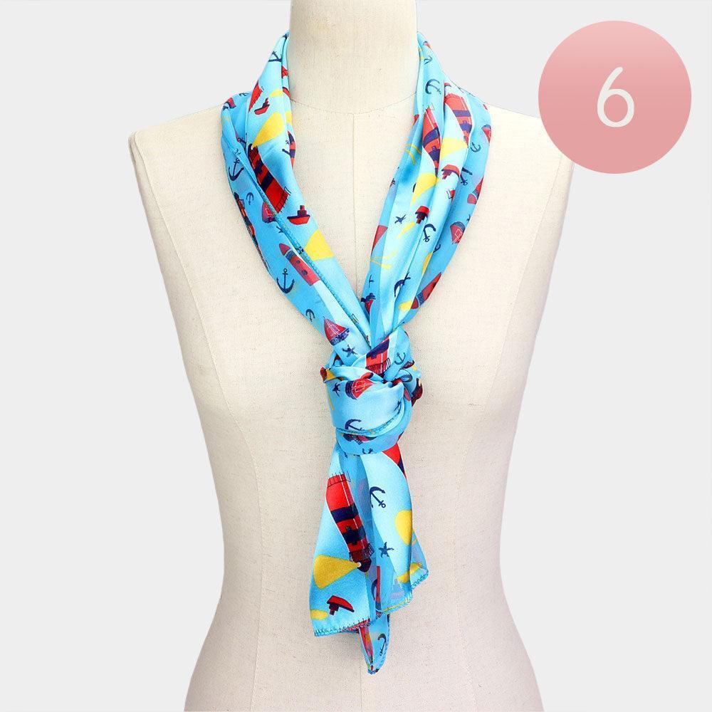Blue 6PCS - Lighthouse Anchor Pattern Printed Scarf - Jewelry Store by Erik Rayo