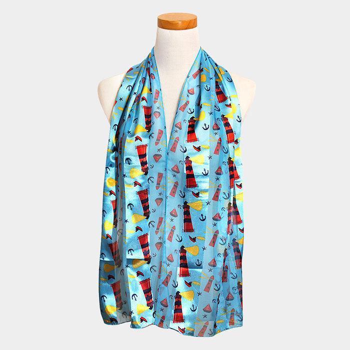 Blue 6PCS - Lighthouse Anchor Pattern Printed Scarf - Jewelry Store by Erik Rayo
