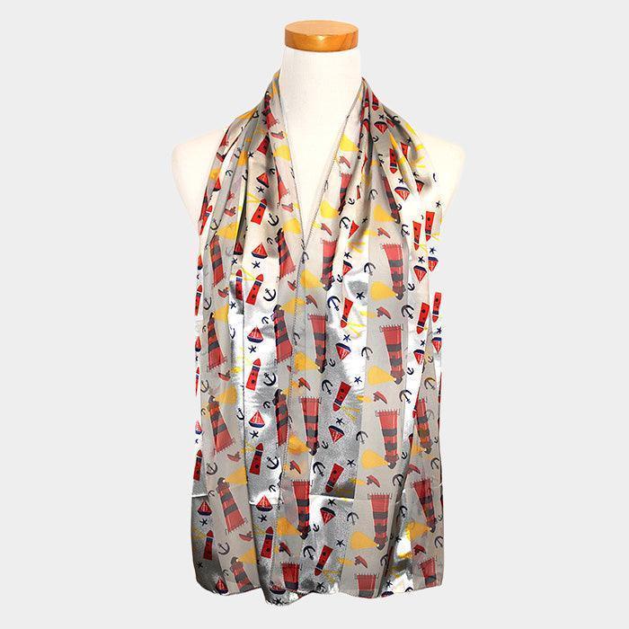 Silver 6PCS - Lighthouse Anchor Pattern Printed Scarf - Jewelry Store by Erik Rayo