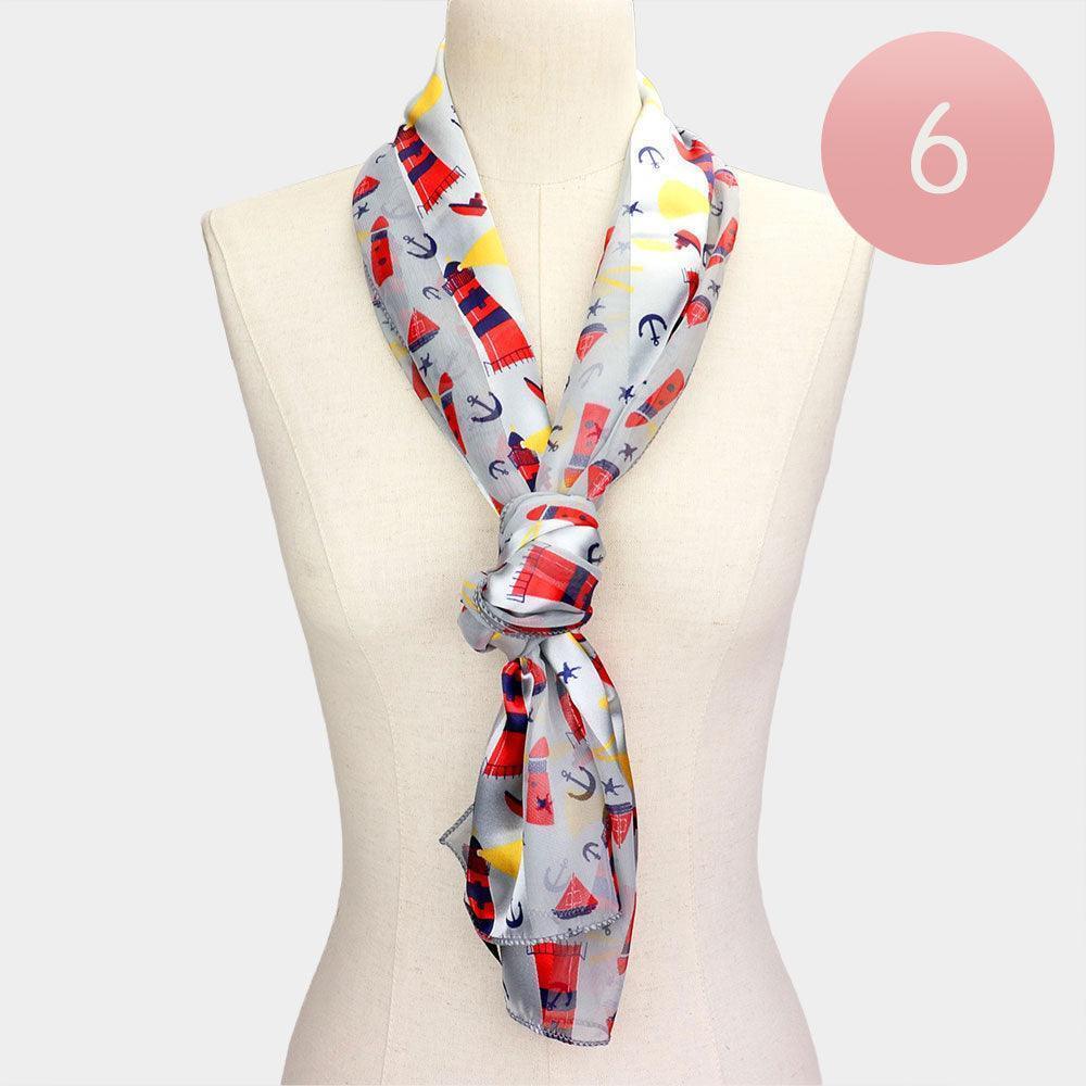 Silver 6PCS - Lighthouse Anchor Pattern Printed Scarf - Jewelry Store by Erik Rayo