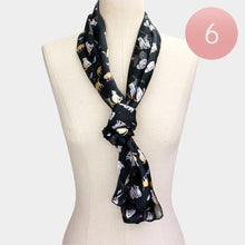 Load image into Gallery viewer, Black 6PCS - Silk Feel Satin Striped Cat Print scarf
