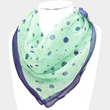 Load image into Gallery viewer, Teal Polka dot silk border square scarf
