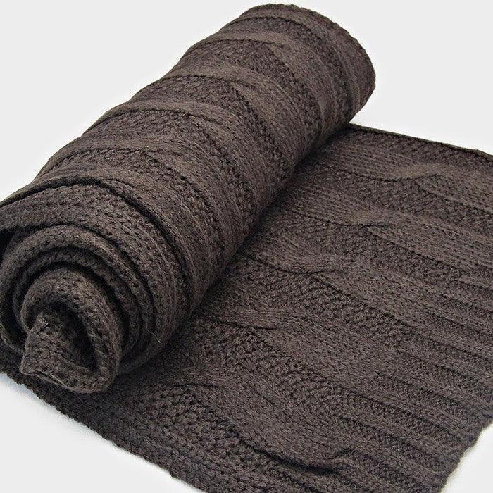 Brown Cable Knit Oblong Scarf - Jewelry Store by Erik Rayo