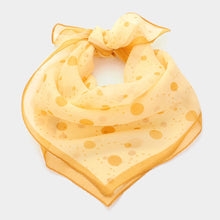 Load image into Gallery viewer, Yellow Polka Dot Silk Square Scarf
