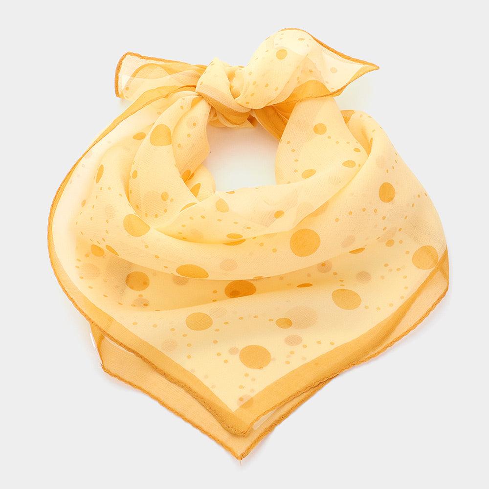 Yellow Polka Dot Silk Square Scarf