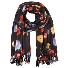 Load image into Gallery viewer, Black Floral Fringe Scarf
