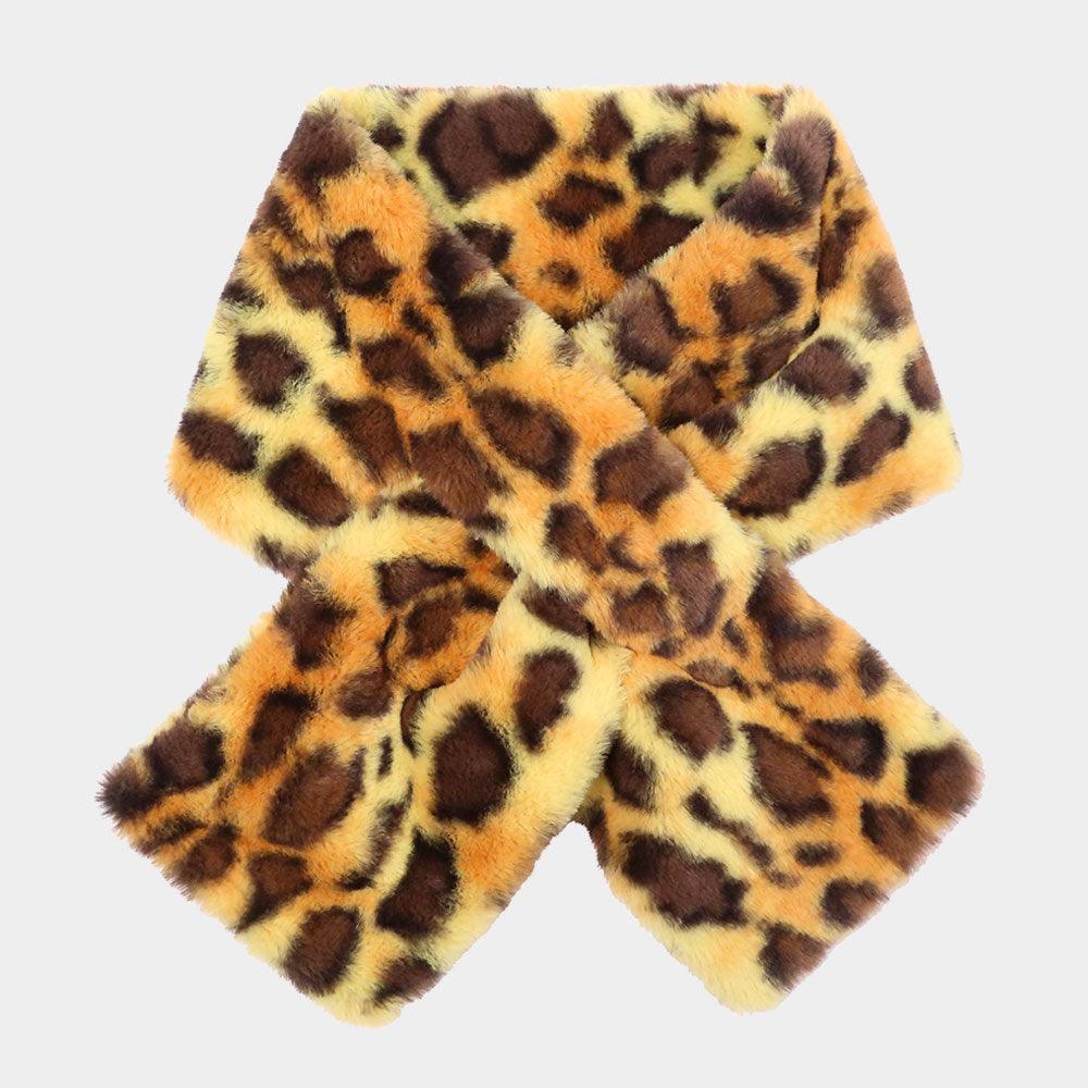 Yellow Leopard Pattern Faux Fur Pull Through Scarf - Jewelry Store by Erik Rayo