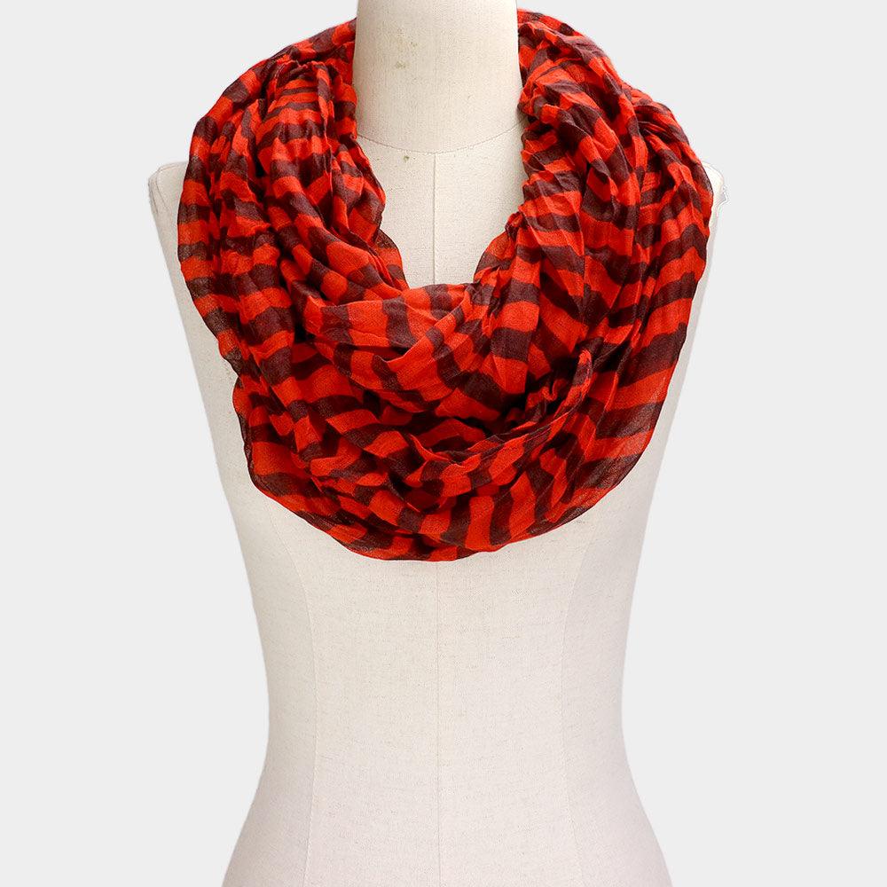 Orange Striped Infinity Scarf