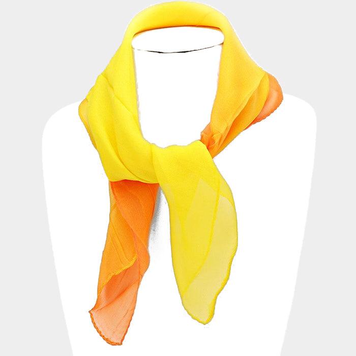 Yellow Ombre silk square scarf