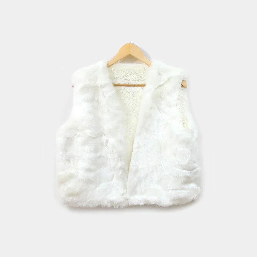 White Sleeveless Short Faux Fur Vest - Jewelry Store by Erik Rayo