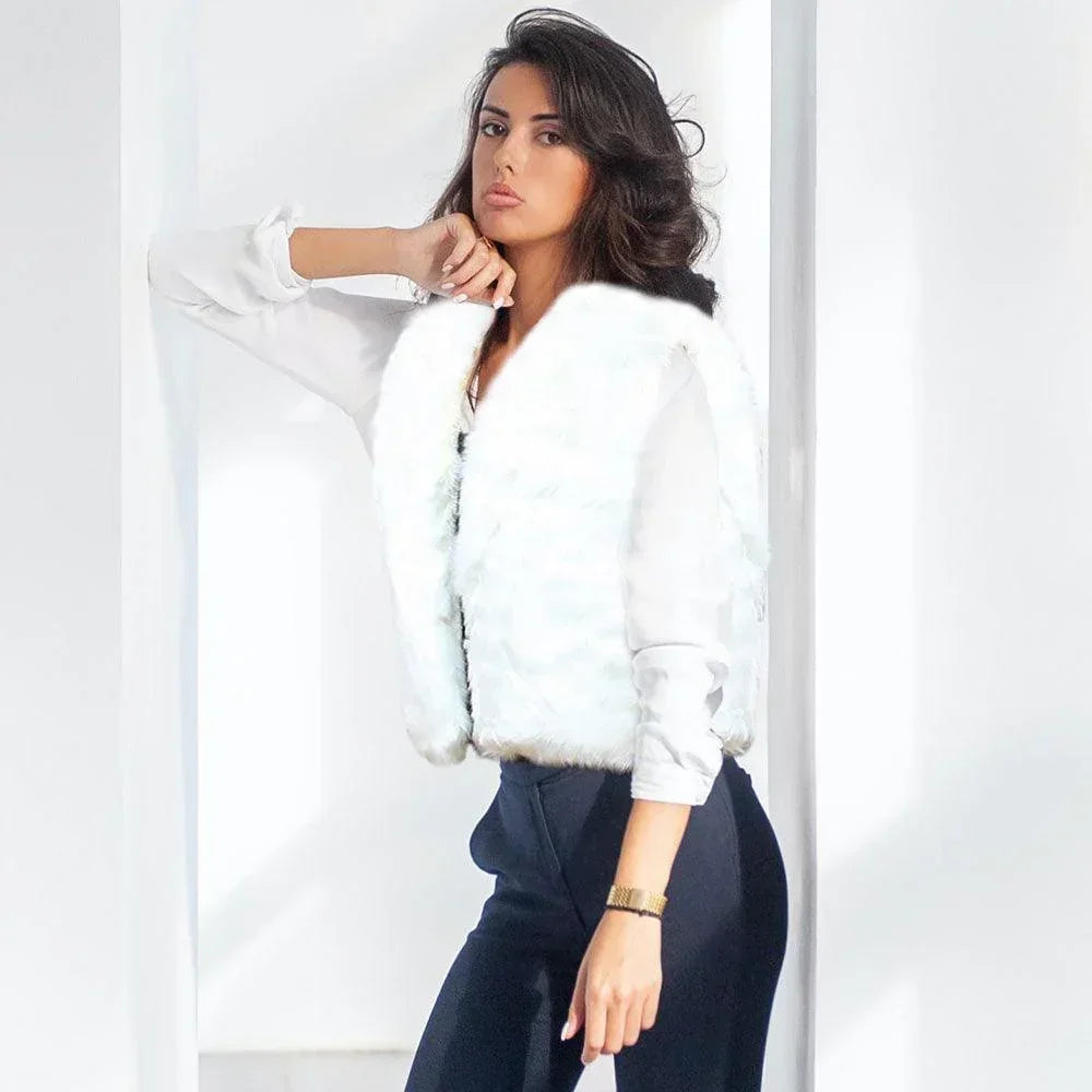 White Sleeveless Short Faux Fur Vest - Jewelry Store by Erik Rayo