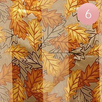 Beige 6PCS - Silk Feel Striped Leaf Print Scarf - Jewelry Store by Erik Rayo