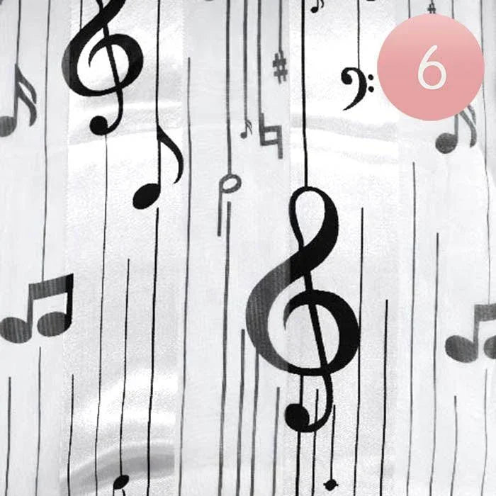 White 6PCS - Silk Feel Striped Music Notes Print Scarf - Jewelry Store by Erik Rayo