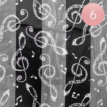 Load image into Gallery viewer, Black 6PCS - Silk Feel Striped Music Notes Print scarf
