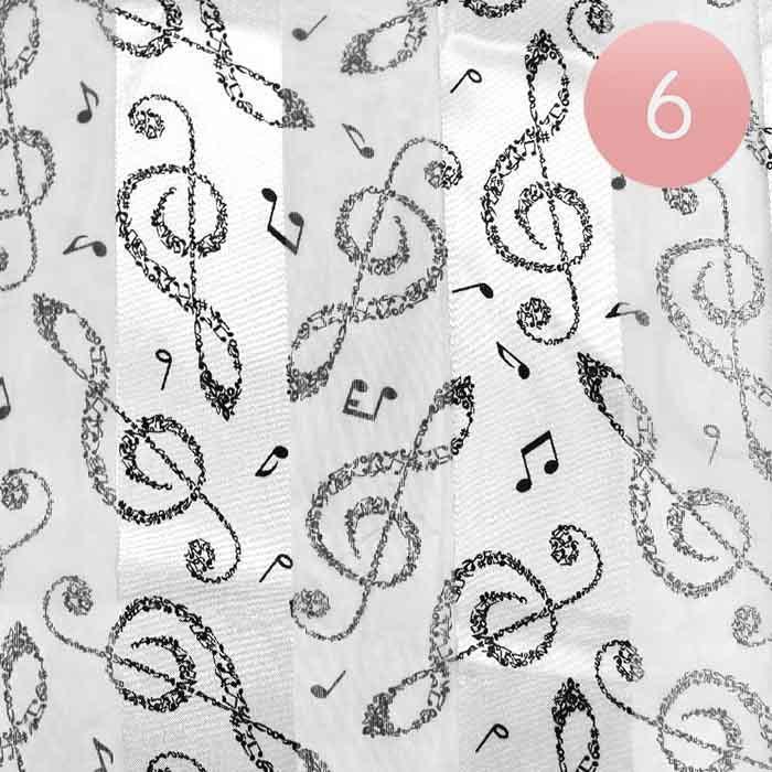 White 6PCS - Silk Feel Striped Music Notes Print scarf - Jewelry Store by Erik Rayo