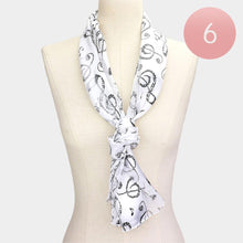 Load image into Gallery viewer, White 6PCS - Silk Feel Striped Music Notes Print scarf
