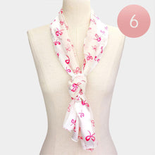 Load image into Gallery viewer, Ivory 6PCS - Silk Feel Satin Striped Bow Print scarf
