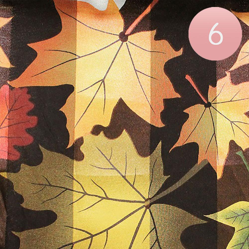 Brown 6PCS -Large Fall Leave Pattern Print Scarf - Jewelry Store by Erik Rayo
