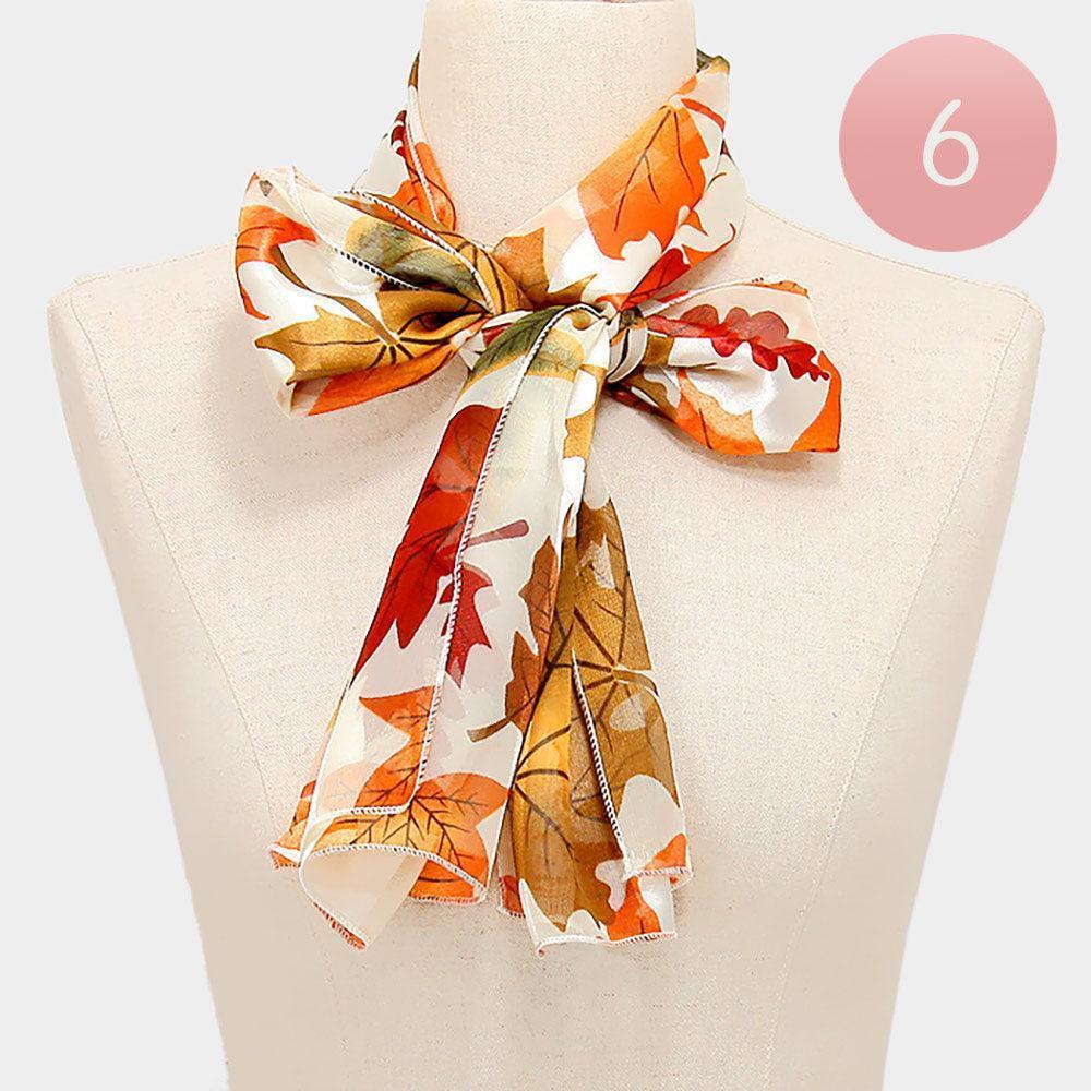 Ivory 6PCS -Large Fall Leave Pattern Print Scarf - Jewelry Store by Erik Rayo