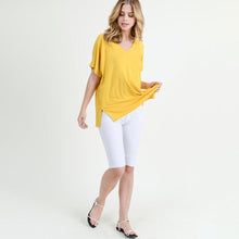 Load image into Gallery viewer, Mustard Oversized V Neck Short Sleeve Top
