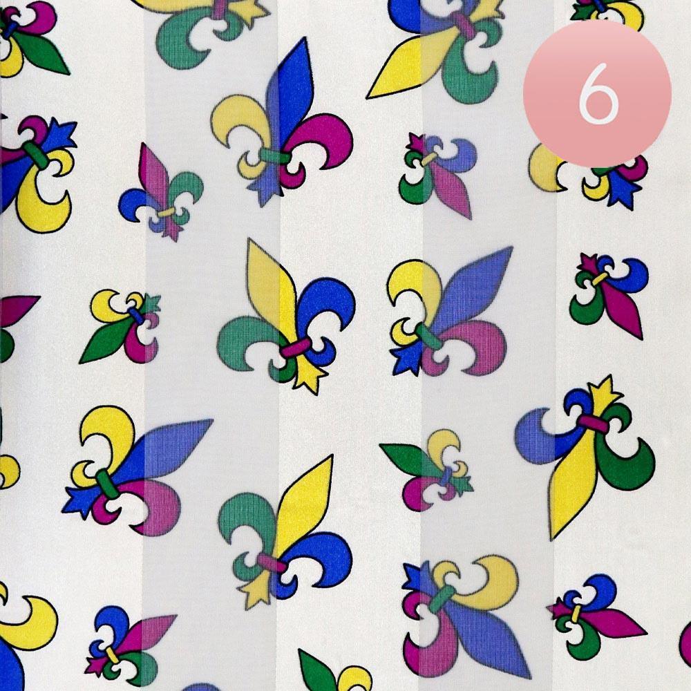 Ivory 6PCS - Silk Feel Satin Mardi Gras Fleur de Lis Patterned Scarf - Jewelry Store by Erik Rayo