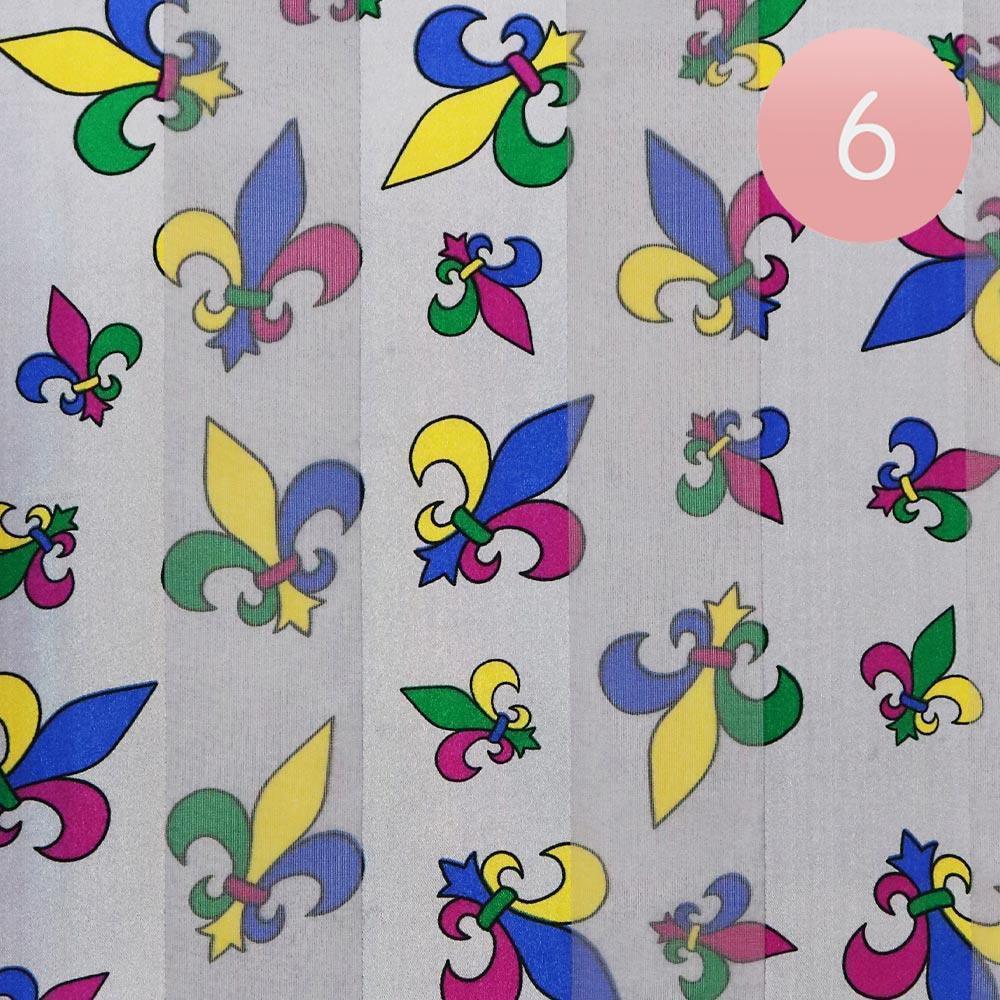 Silver 6PCS - Silk Feel Satin Mardi Gras Fleur de Lis Patterned Scarf - Jewelry Store by Erik Rayo