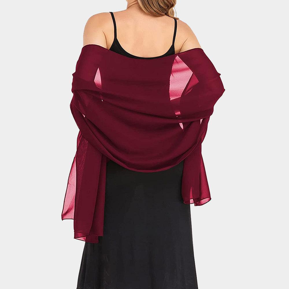 Burgundy Lightweight Chiffon Shawl Scarf Wrap