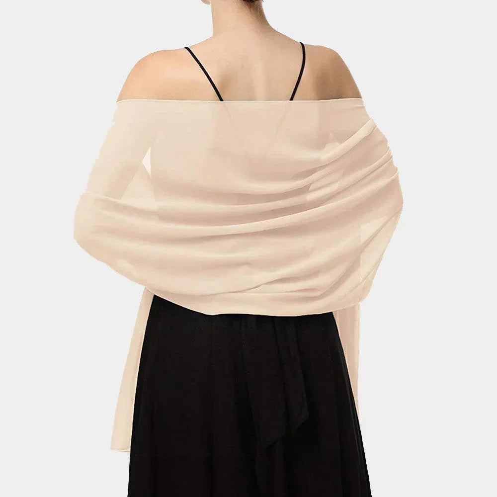 Beige Lightweight Chiffon Shawl Scarf Wrap - Jewelry Store by Erik Rayo