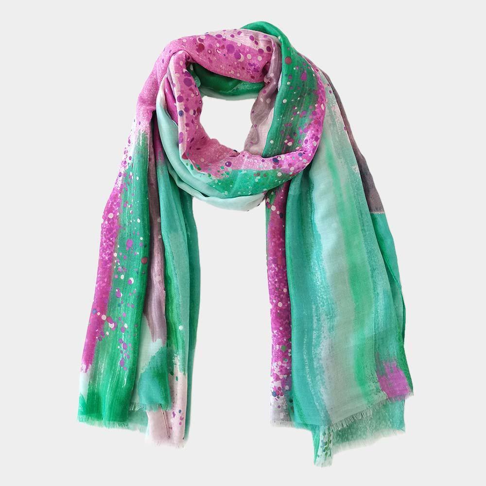 Green Brush Stroke Printed Oblong Scarf - Jewelry Store by Erik Rayo