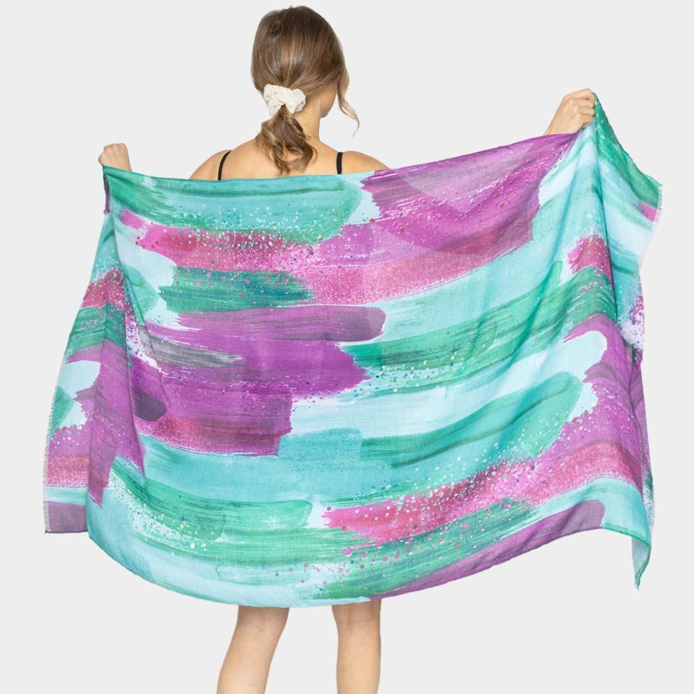 Green Brush Stroke Printed Oblong Scarf - Jewelry Store by Erik Rayo
