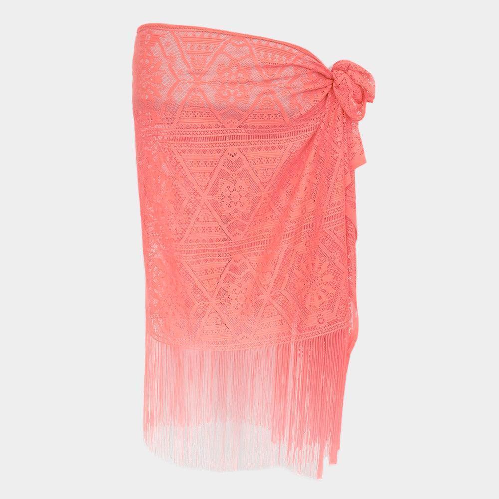 Coral Mesh Fringe Sarong / Scarf - Jewelry Store by Erik Rayo