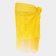 Load image into Gallery viewer, Yellow Mesh Fringe Sarong / Scarf
