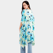 Load image into Gallery viewer, Blue Flower Print Kimono Poncho
