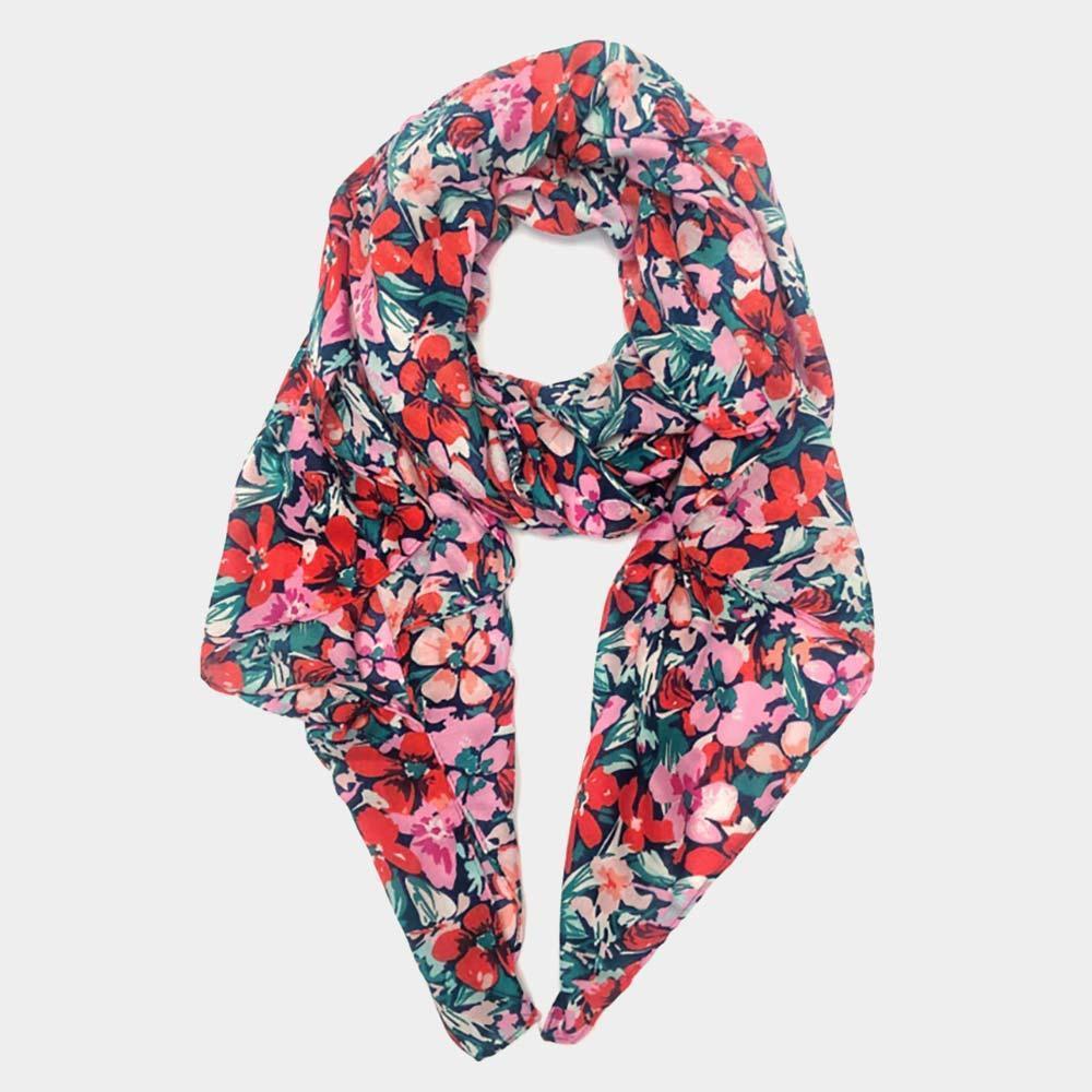 Pink Flower Printed Oblong Scarf - Jewelry Store by Erik Rayo