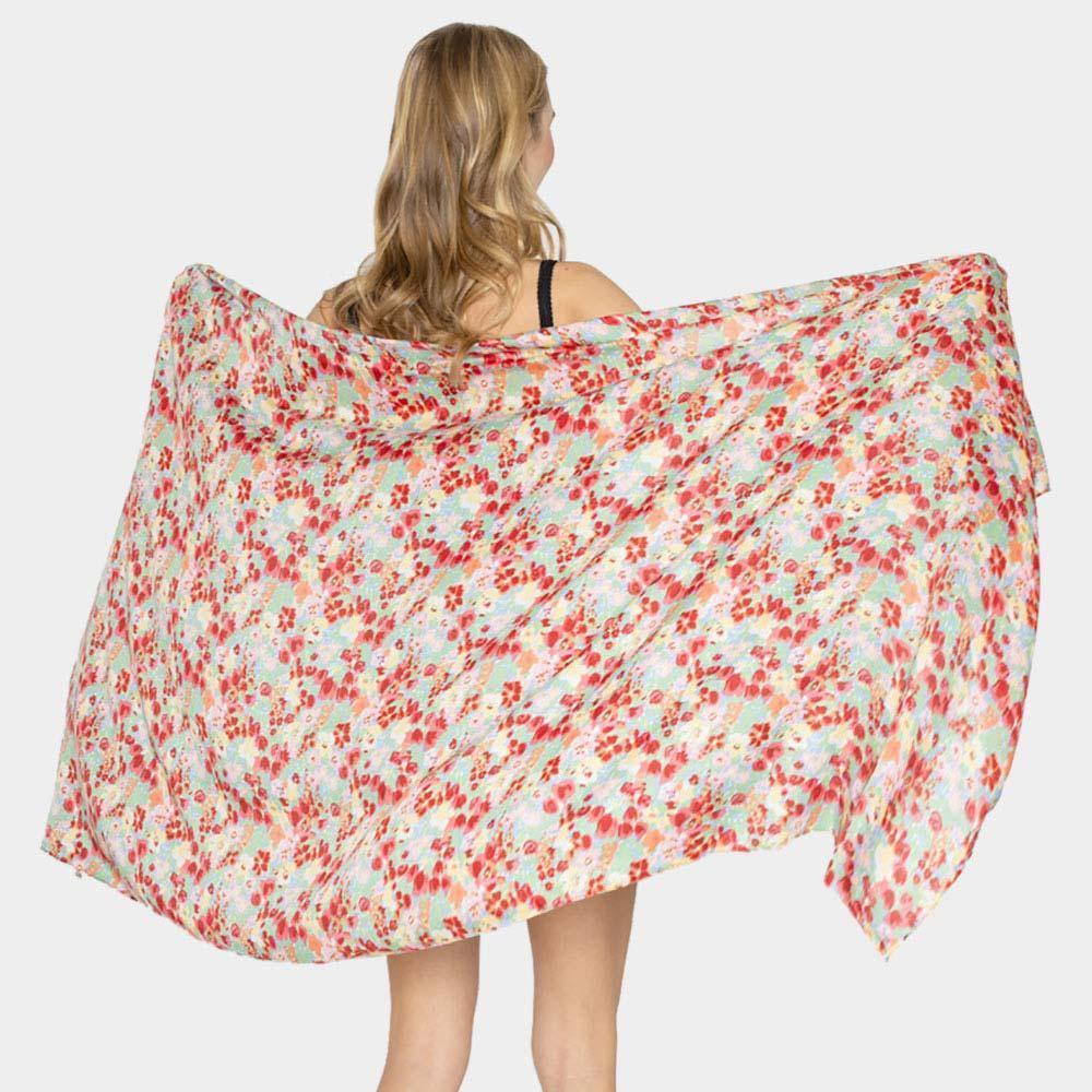 Pink Flower Printed Oblong Scarf - Jewelry Store by Erik Rayo
